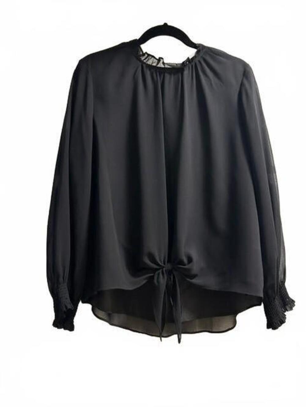 Calvin Klein Black Long Sleeve Blouse with Tie Front